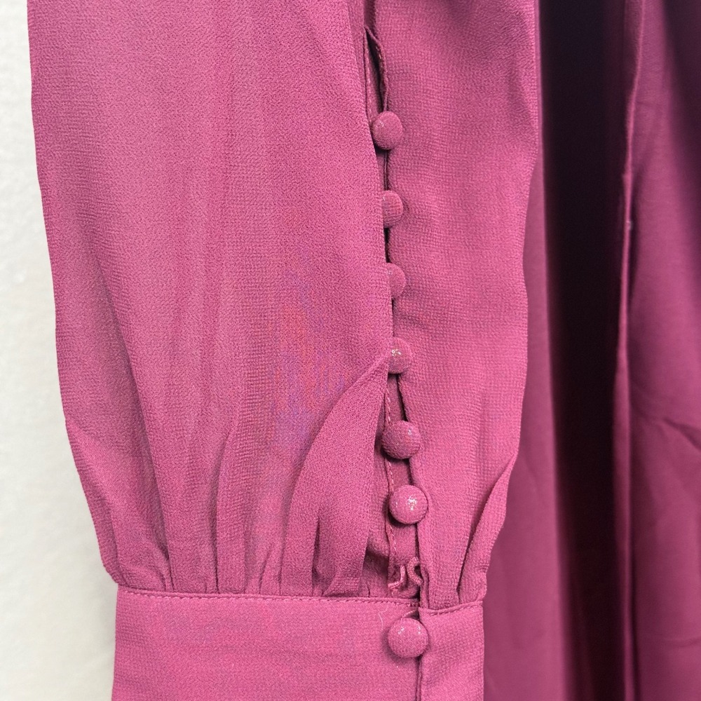 Lulus My Whole Heart Maxi Wrap Dress Long Sleeve Chiffon Formal Size L - Picture 13 of 13
